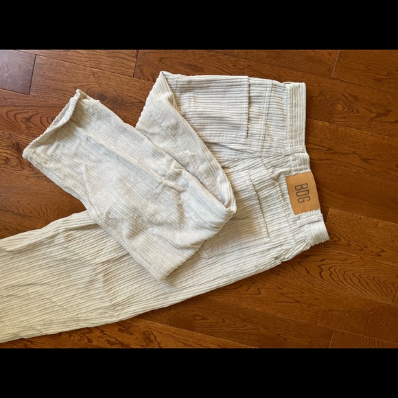 cream color corduroy urban outfitters bdg cords jeans straight leg high rise - Picture 2 of 4